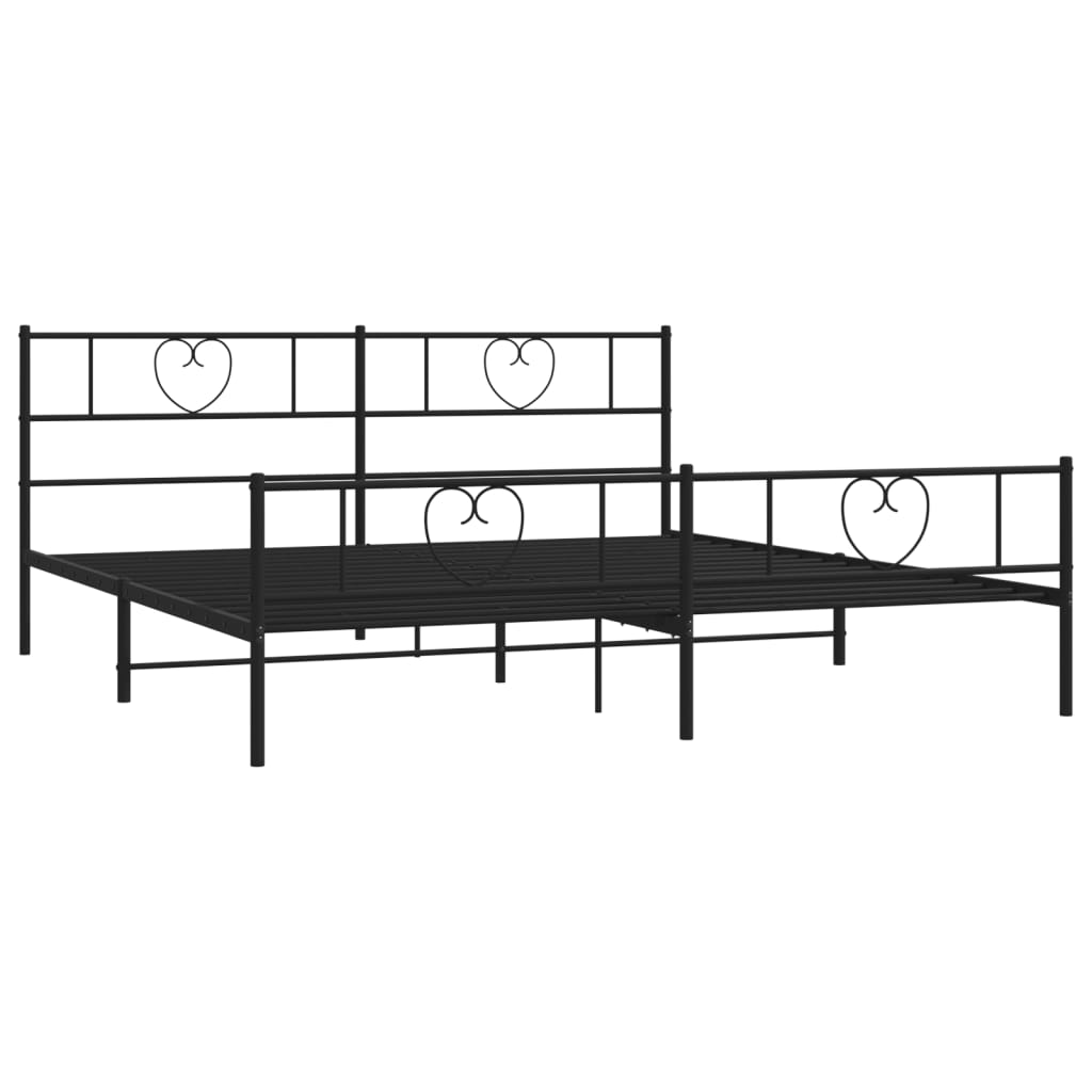 Metal Bed Frame without Mattress with Footboard Black 180x200cm