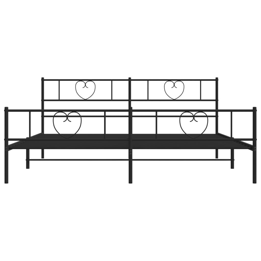 Metal Bed Frame without Mattress with Footboard Black 180x200cm