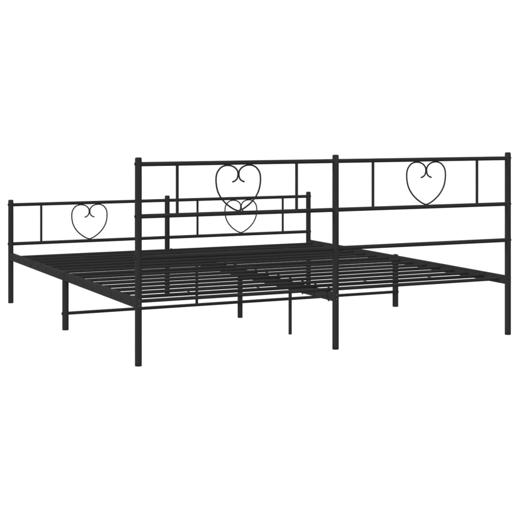 Metal Bed Frame without Mattress with Footboard Black 180x200cm