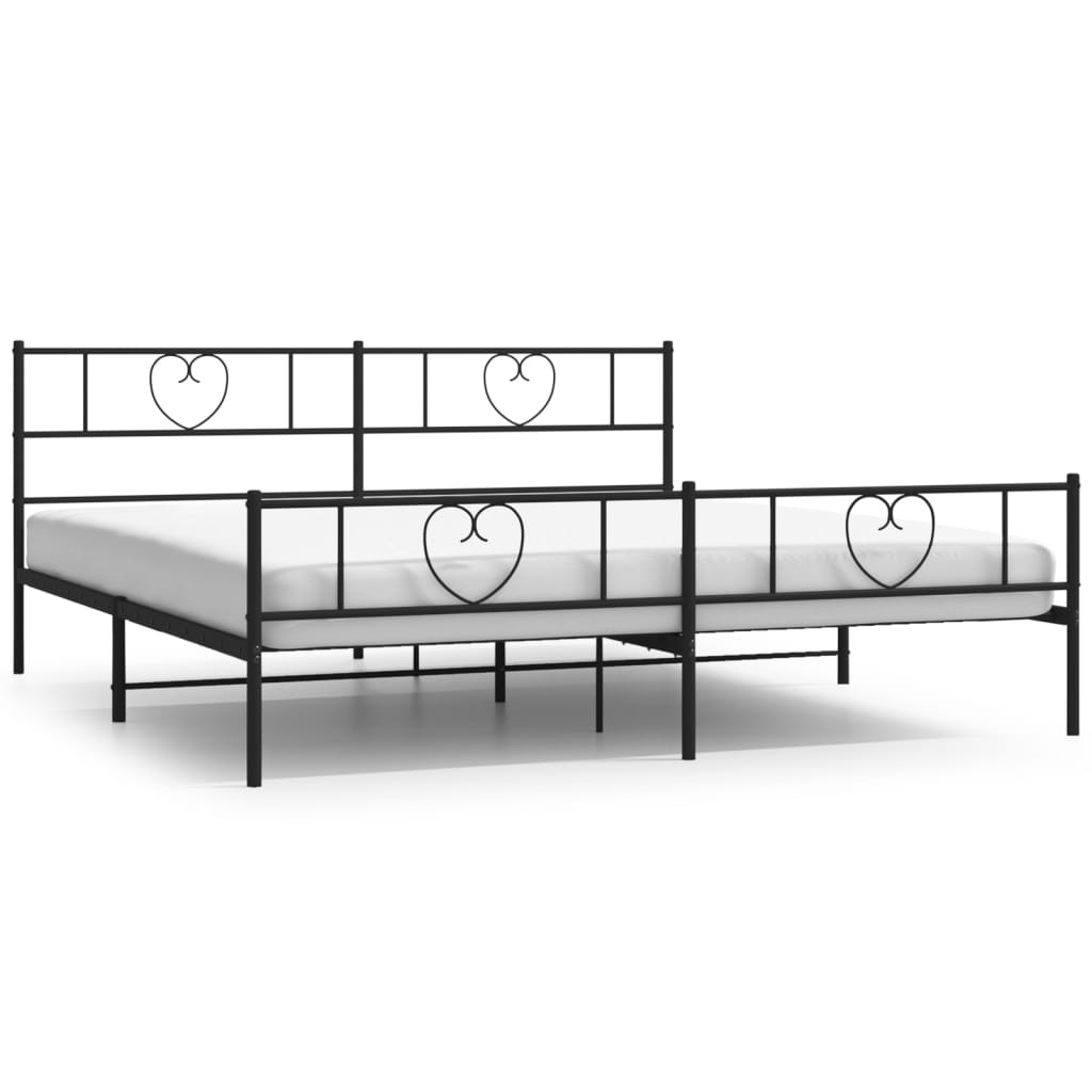 vidaXL Metal Bed Frame without Mattress with Footboard Black 193x203cm