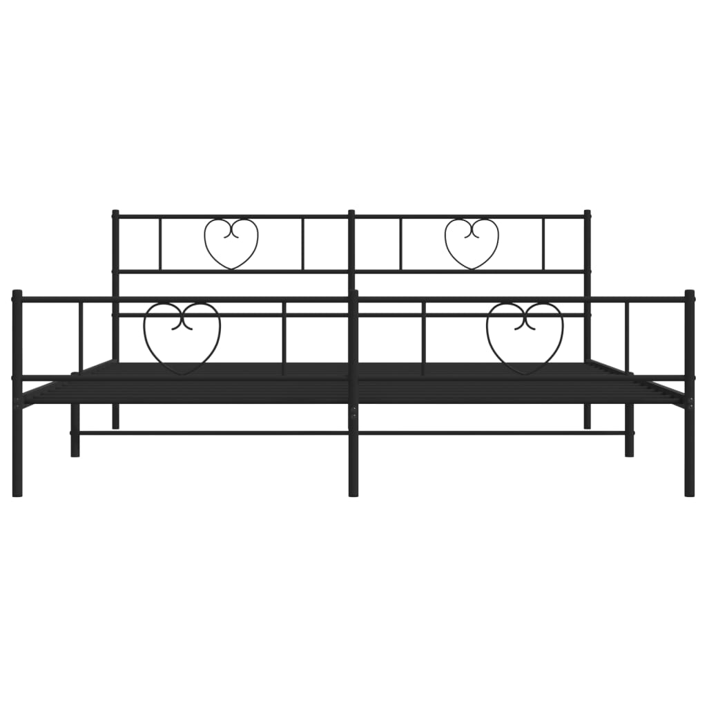 vidaXL Metal Bed Frame without Mattress with Footboard Black 193x203cm