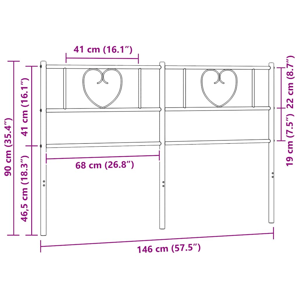 Metal Replace Headboard Black 140 cm