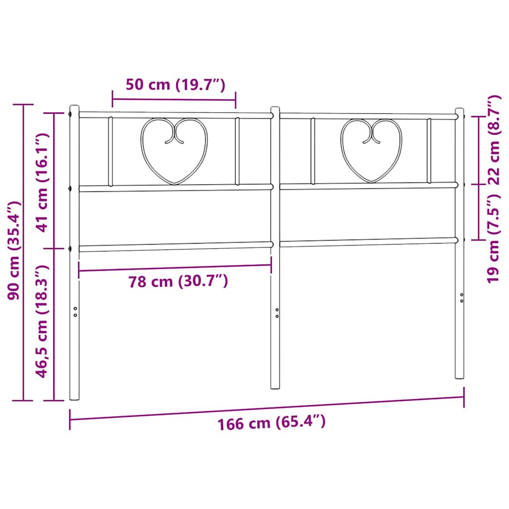 Metal Replace Headboard Black 160 cm