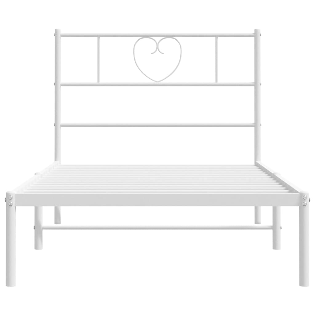 Metal Bed Frame without Mattress with Headboard White 75x190cm