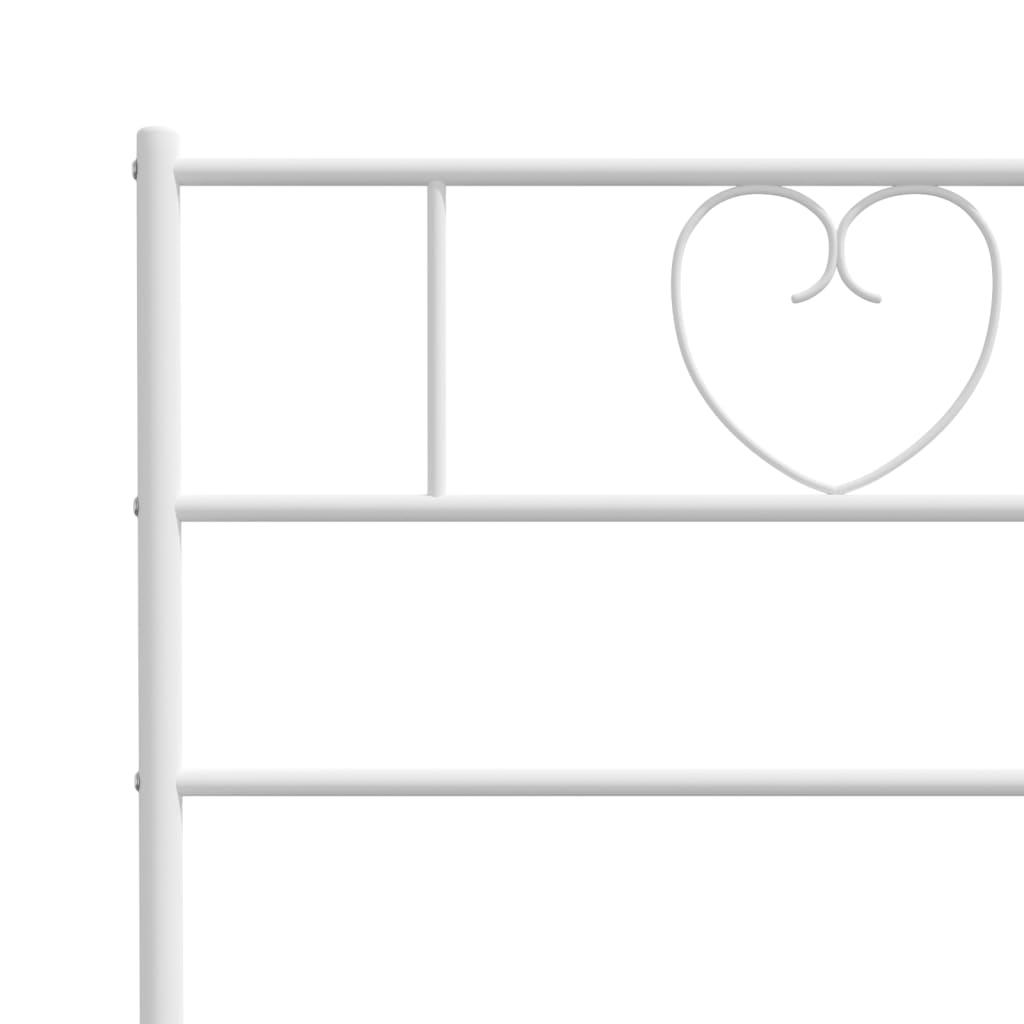 Metal Bed Frame without Mattress with Headboard White 75x190cm