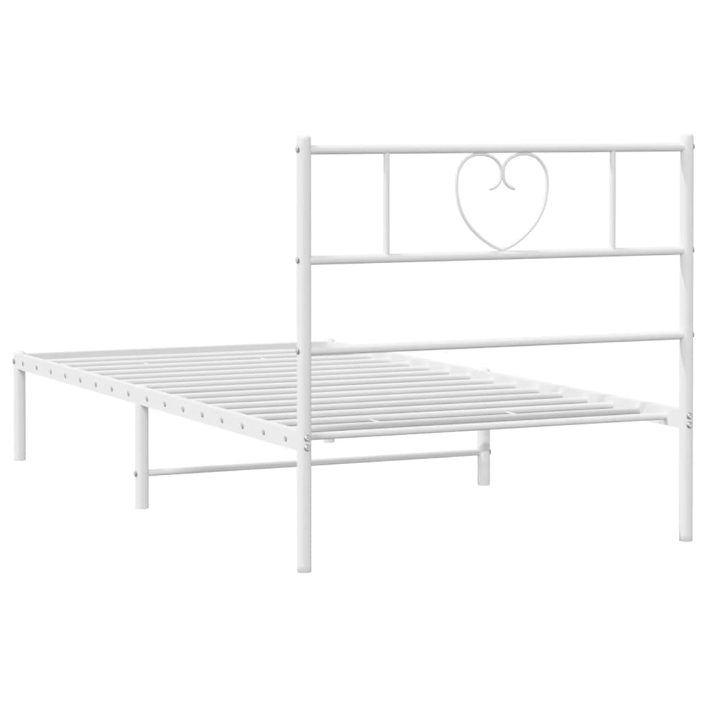 Metal Bed Frame without Mattress with Headboard White 90x190cm