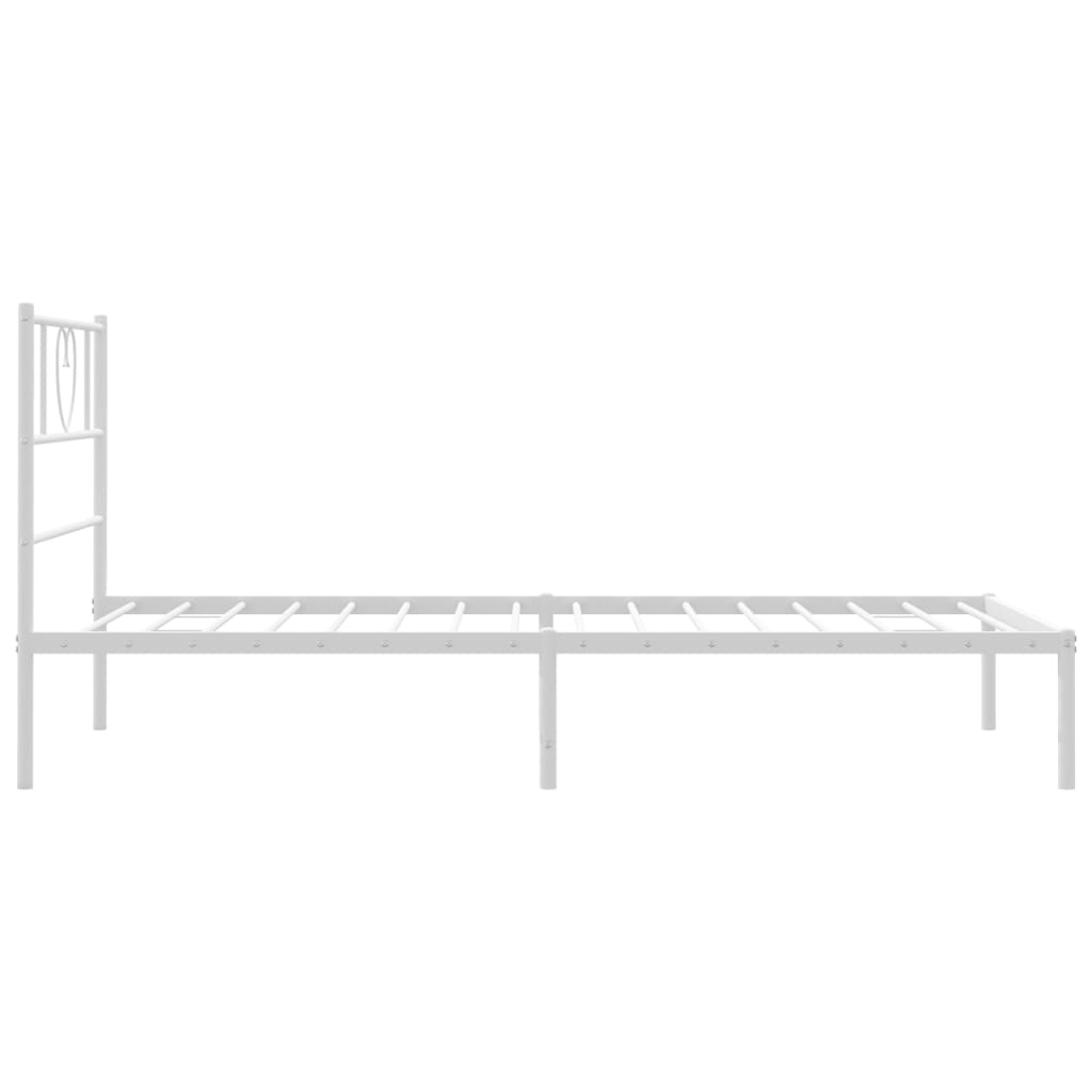 vidaXL Metal Bed Frame without Mattress with Headboard White 90x200cm