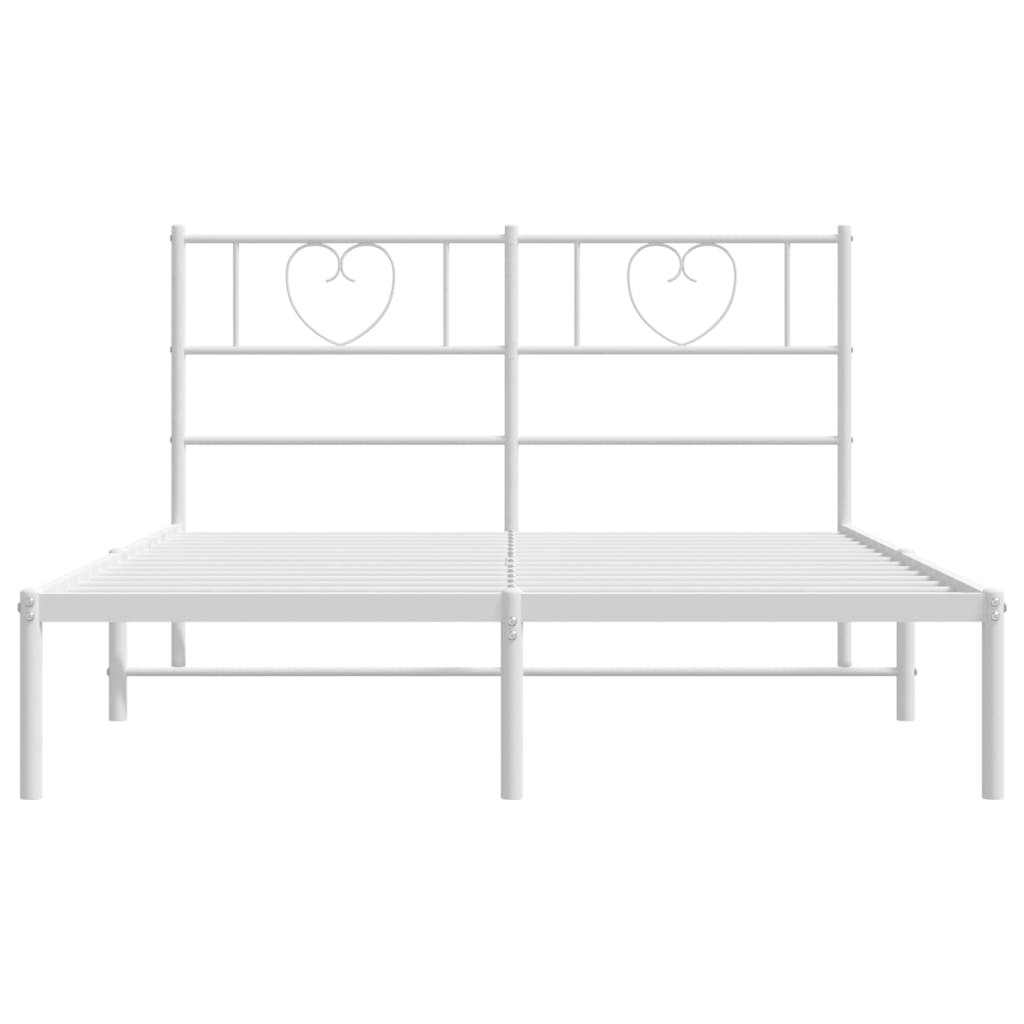 vidaXL Metal Bed Frame without Mattress with Headboard White 120x200cm