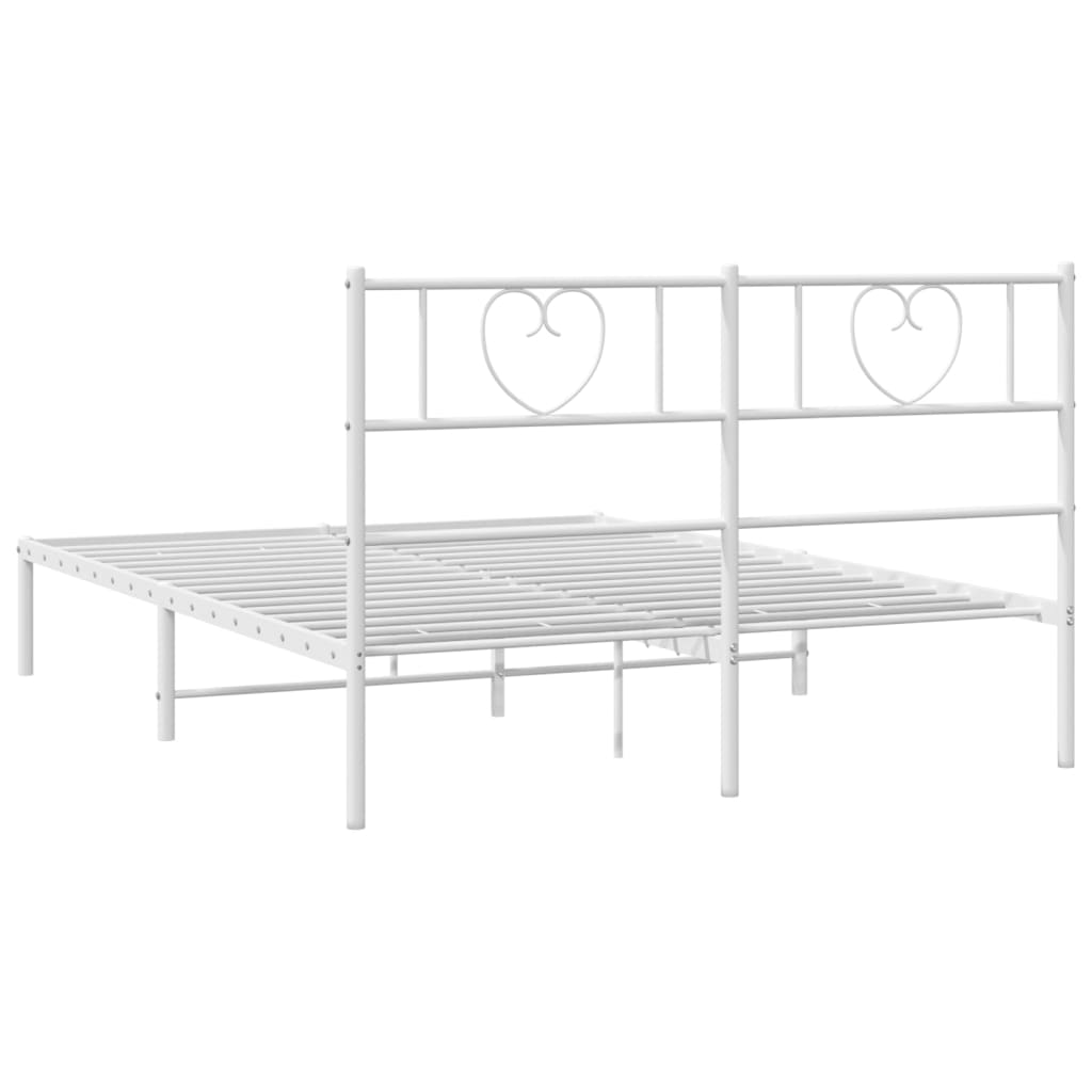 vidaXL Metal Bed Frame without Mattress with Headboard White 120x200cm