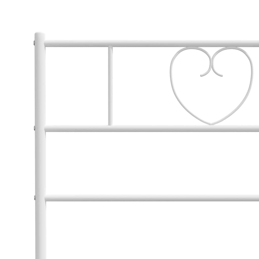 Metal Bed Frame without Mattress with Headboard White 135x190cm