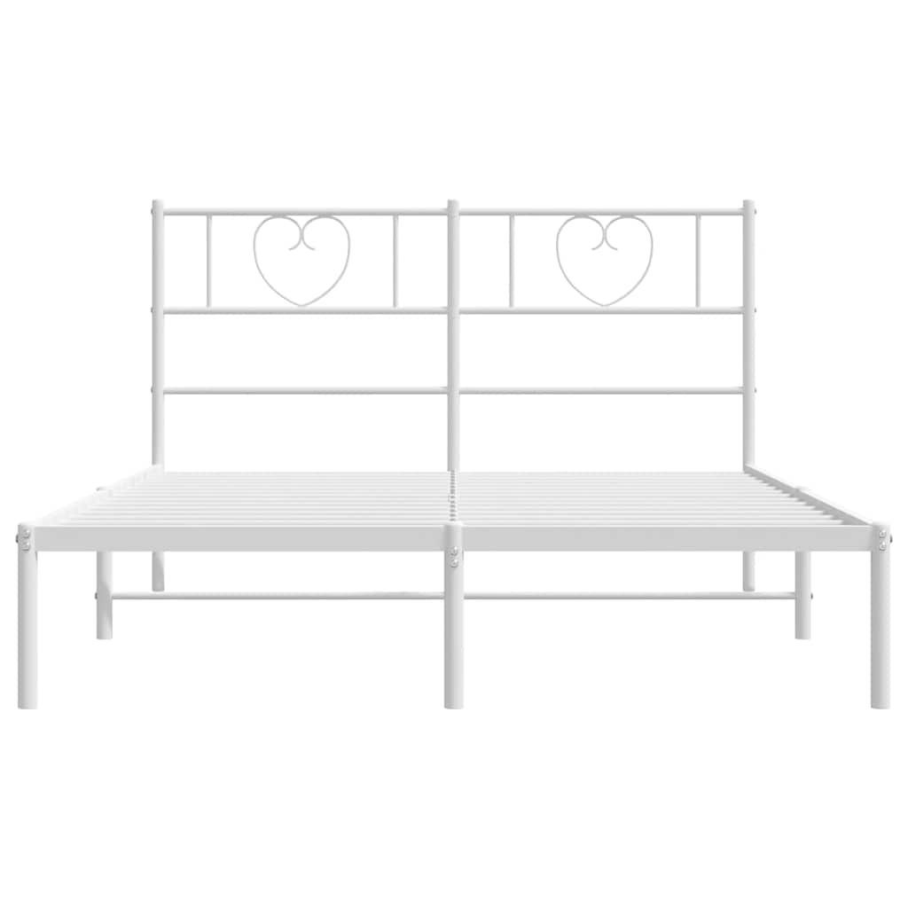 Metal Bed Frame without Mattress with Headboard White 150x200cm