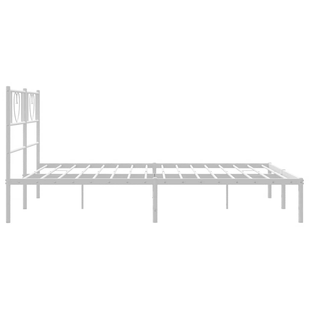 Metal Bed Frame without Mattress with Headboard White 150x200cm