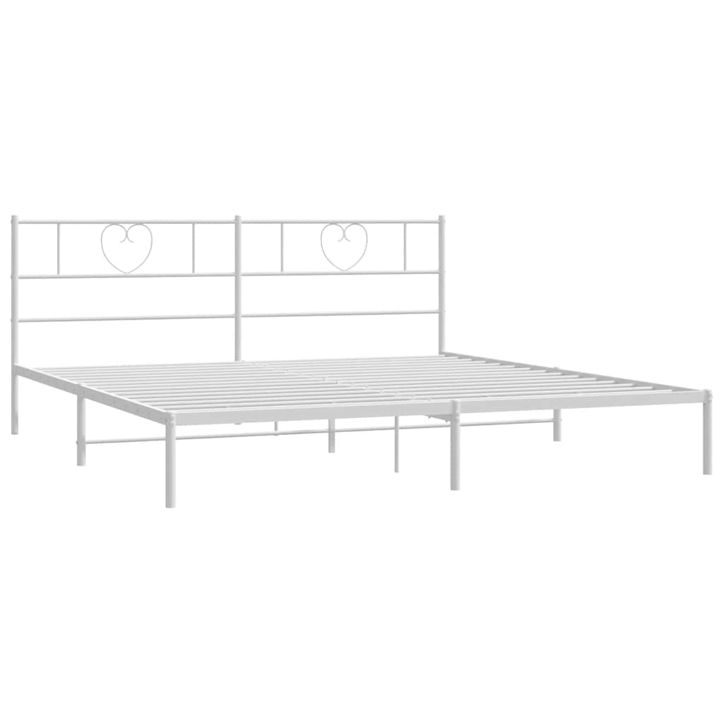 Metal Bed Frame without Mattress with Headboard White 180x200cm