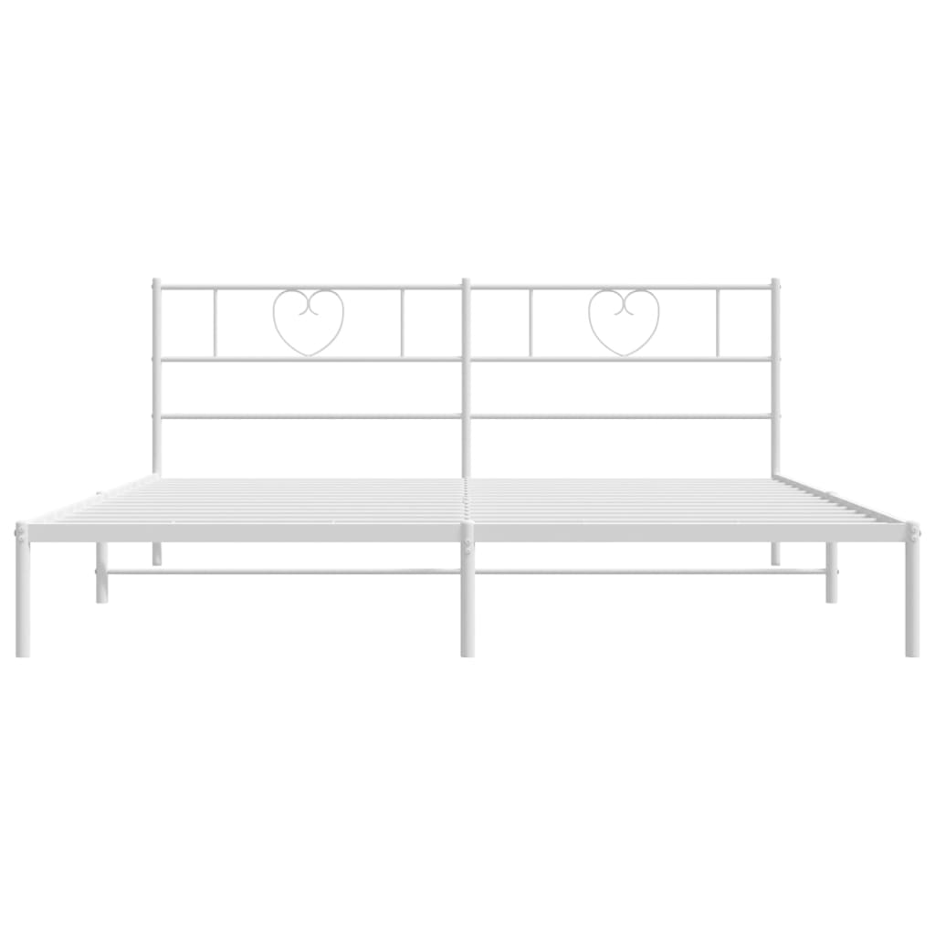 Metal Bed Frame without Mattress with Headboard White 200x200cm