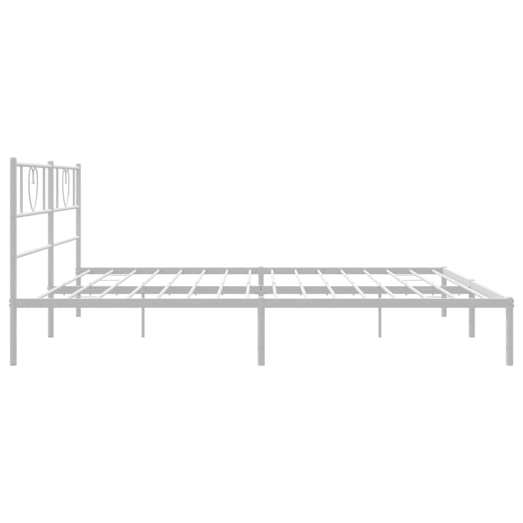 Metal Bed Frame without Mattress with Headboard White 200x200cm