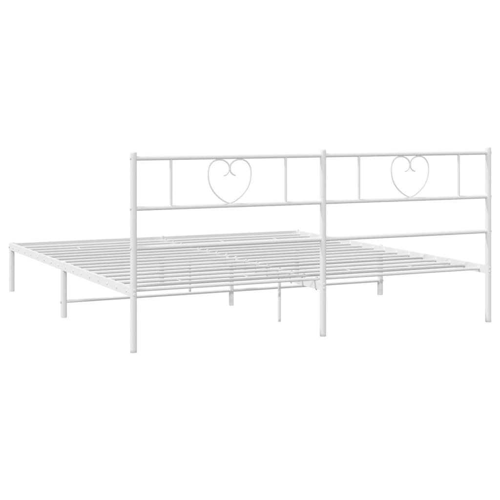 Metal Bed Frame without Mattress with Headboard White 200x200cm