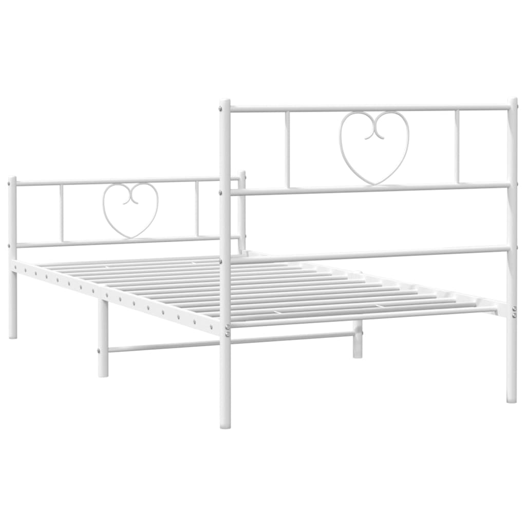 vidaXL Metal Bed Frame without Mattress with Footboard White 80x200cm