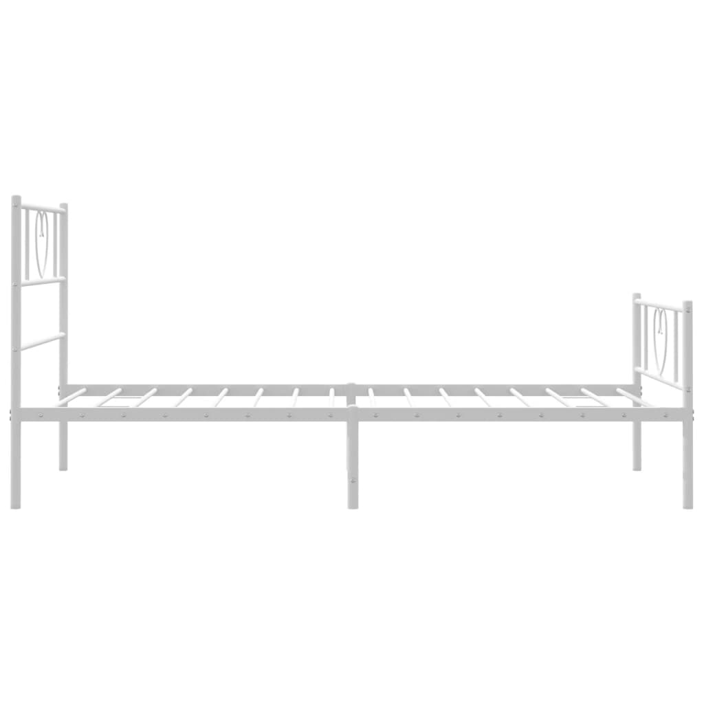 Metal Bed Frame without Mattress with Footboard White 90x190cm