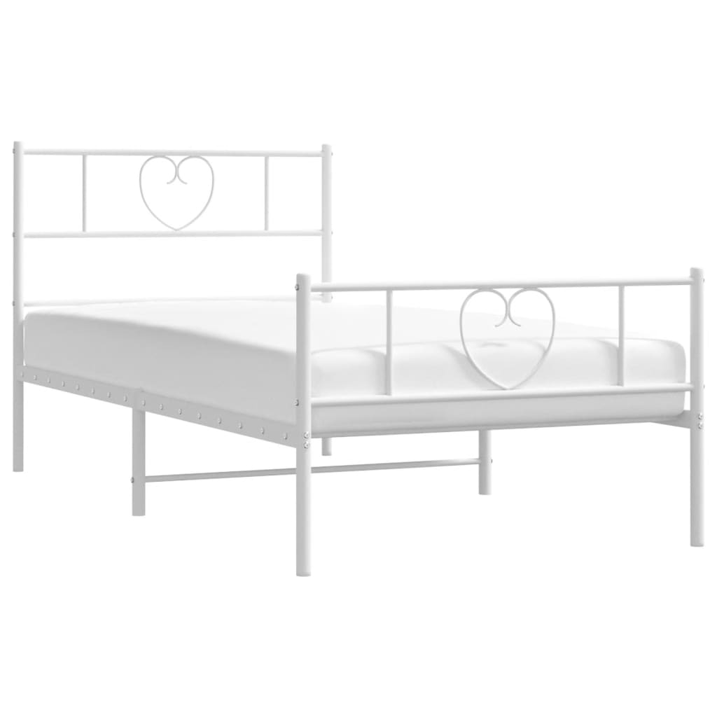Metal Bed Frame without Mattress with Footboard White 90x200cm