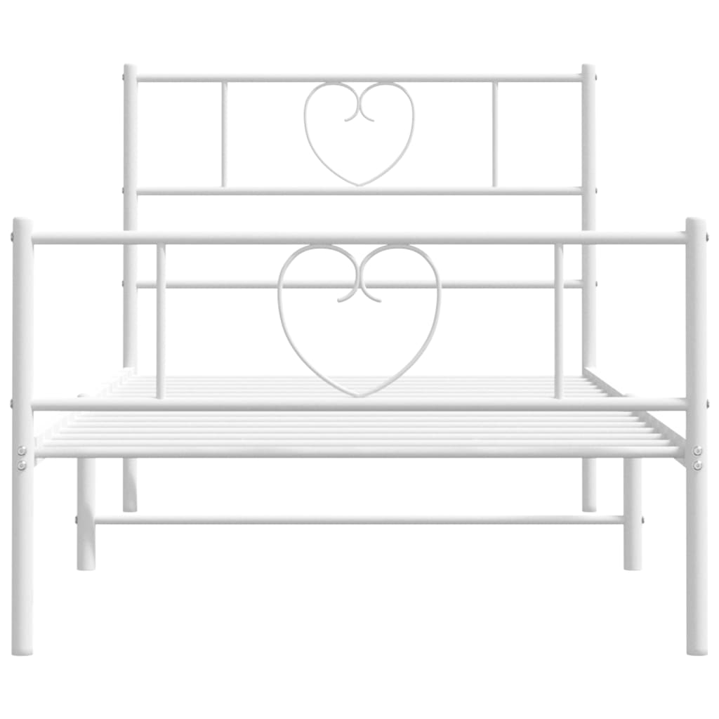 Metal Bed Frame without Mattress with Footboard White 90x200cm