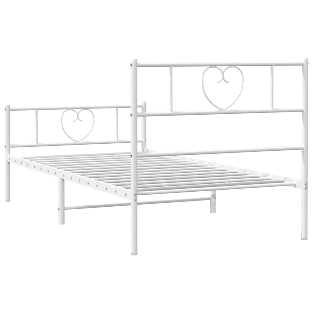 Metal Bed Frame without Mattress with Footboard White 100x190cm
