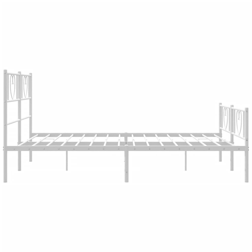 vidaXL Metal Bed Frame without Mattress with Footboard White 120x200cm