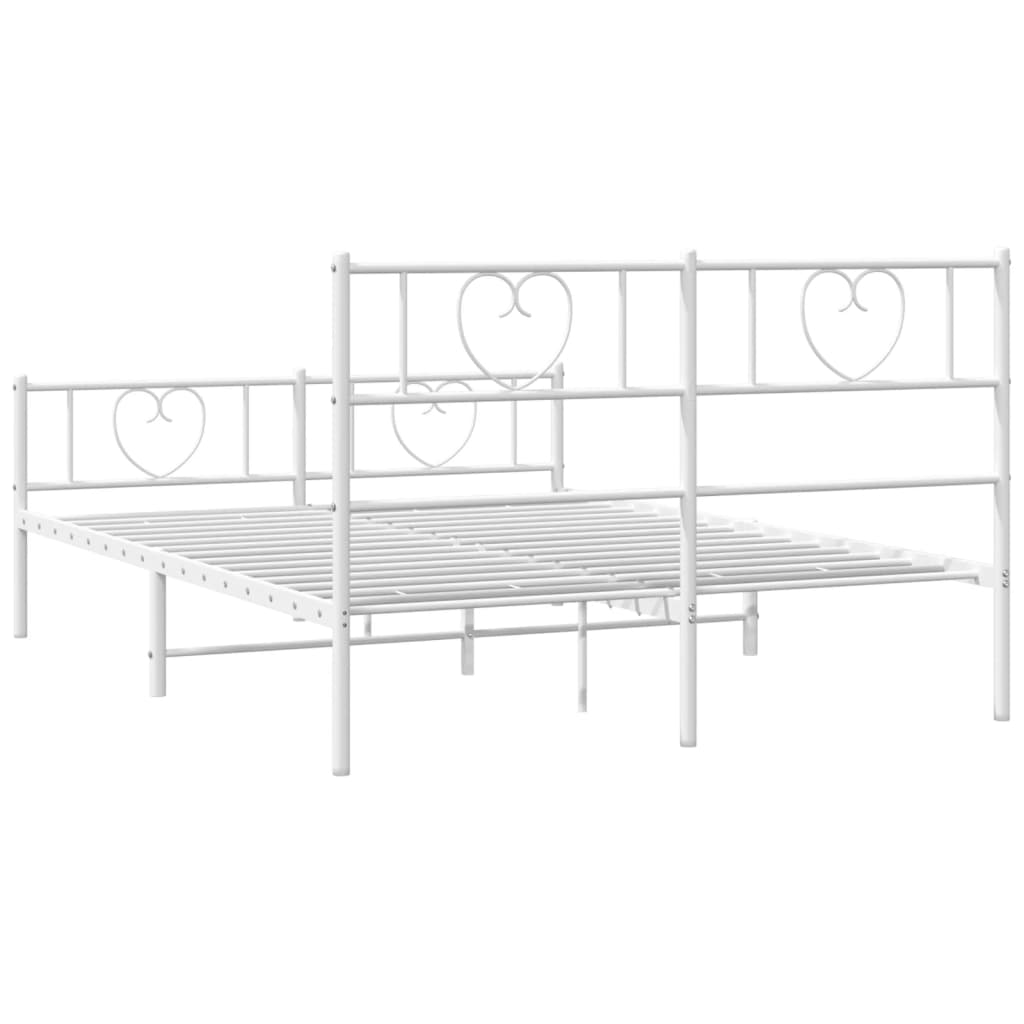 vidaXL Metal Bed Frame without Mattress with Footboard White 120x200cm