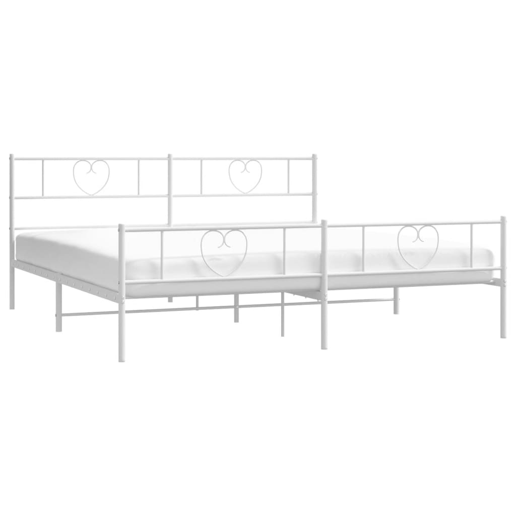 vidaXL Metal Bed Frame without Mattress with Footboard White 180x200cm