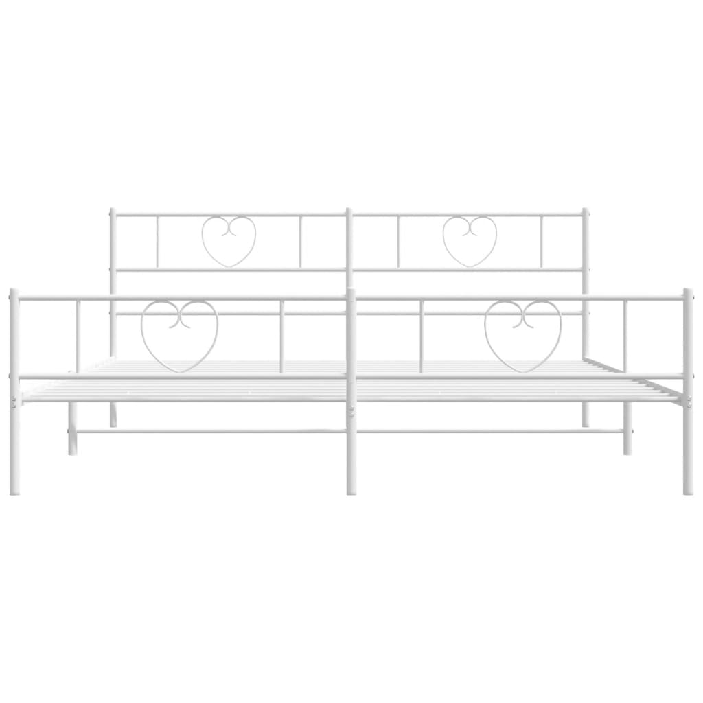 vidaXL Metal Bed Frame without Mattress with Footboard White 180x200cm