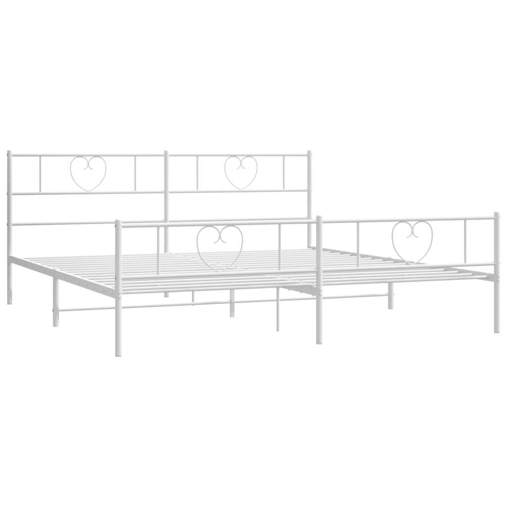 vidaXL Metal Bed Frame without Mattress with Footboard White 180x200cm