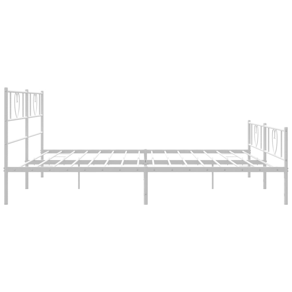 vidaXL Metal Bed Frame without Mattress with Footboard White 180x200cm