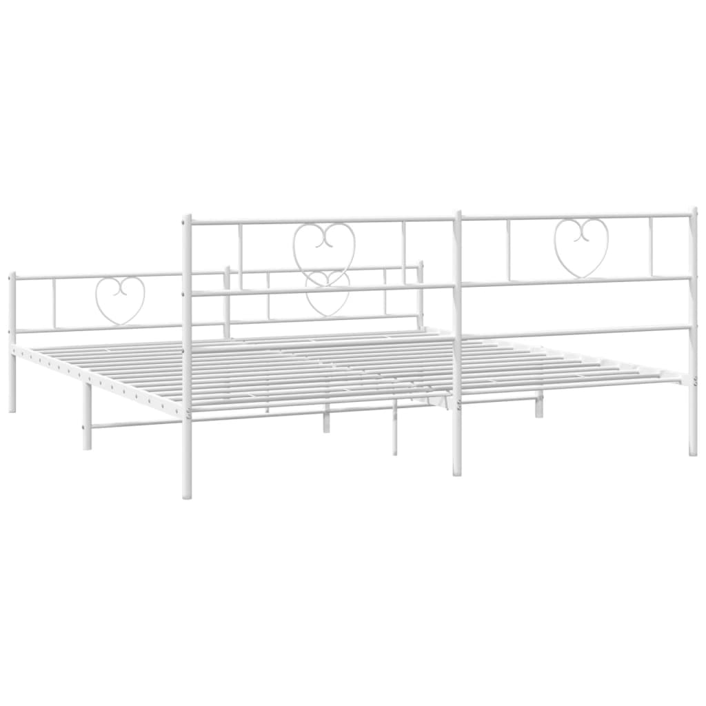 vidaXL Metal Bed Frame without Mattress with Footboard White 180x200cm