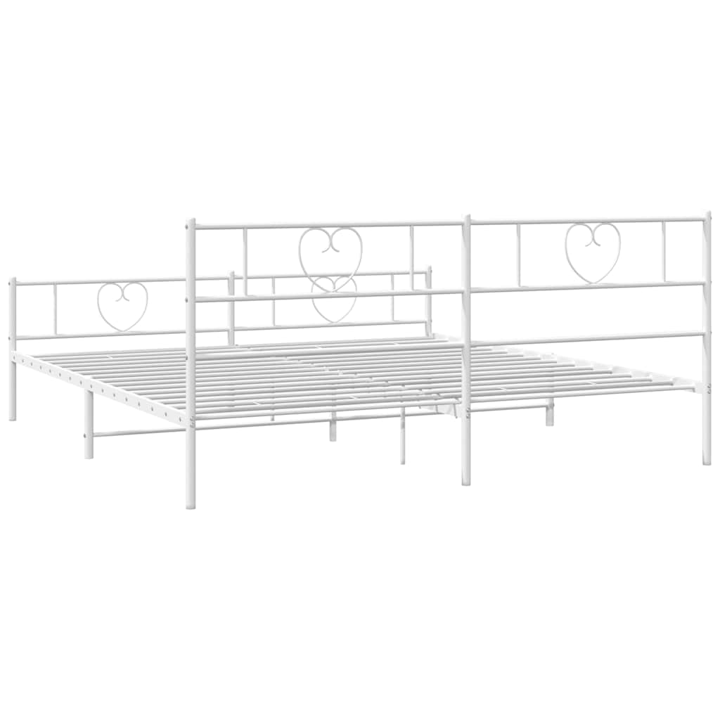 Metal Bed Frame without Mattress with Footboard White 193x203cm