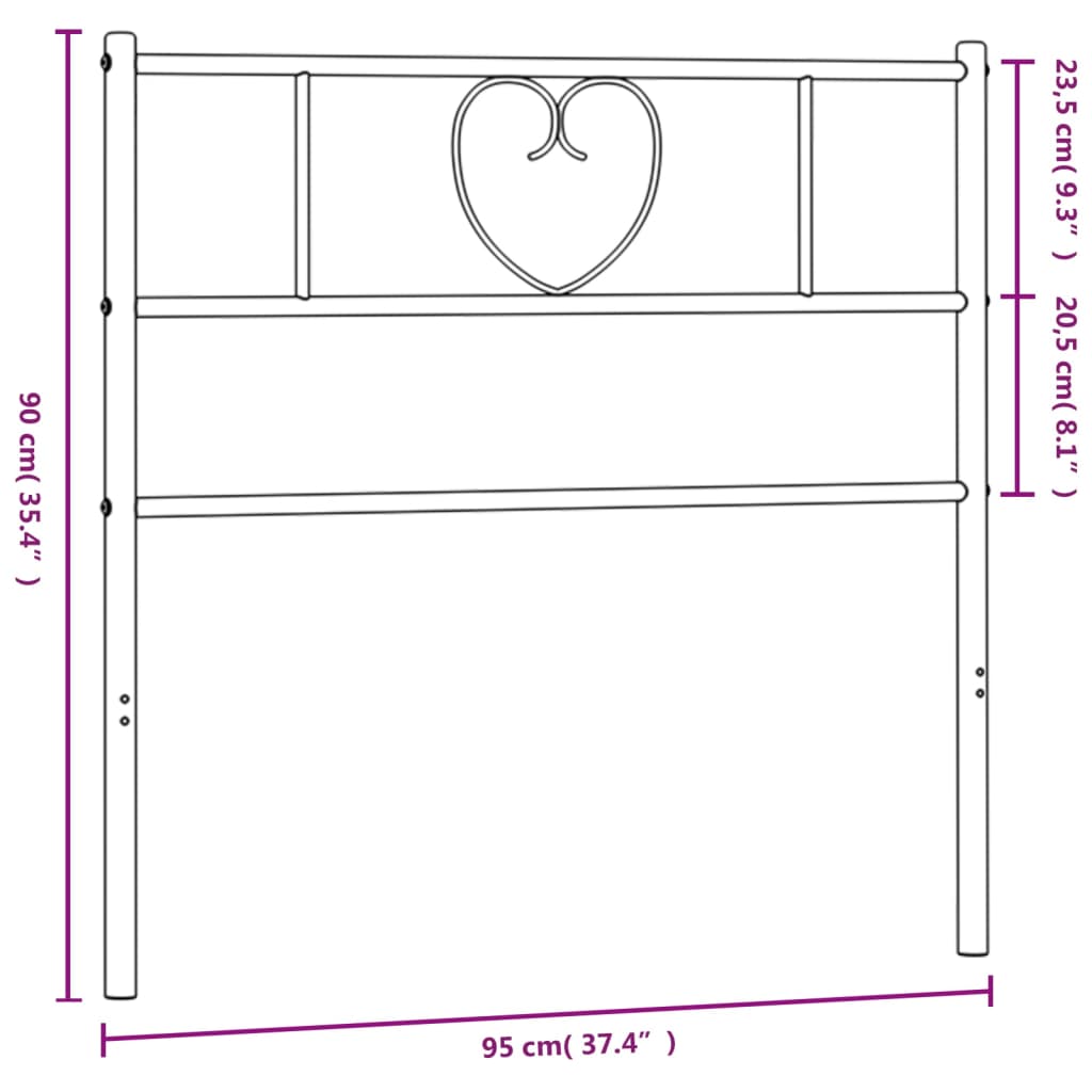 vidaXL Metal Headboard White 90 cm