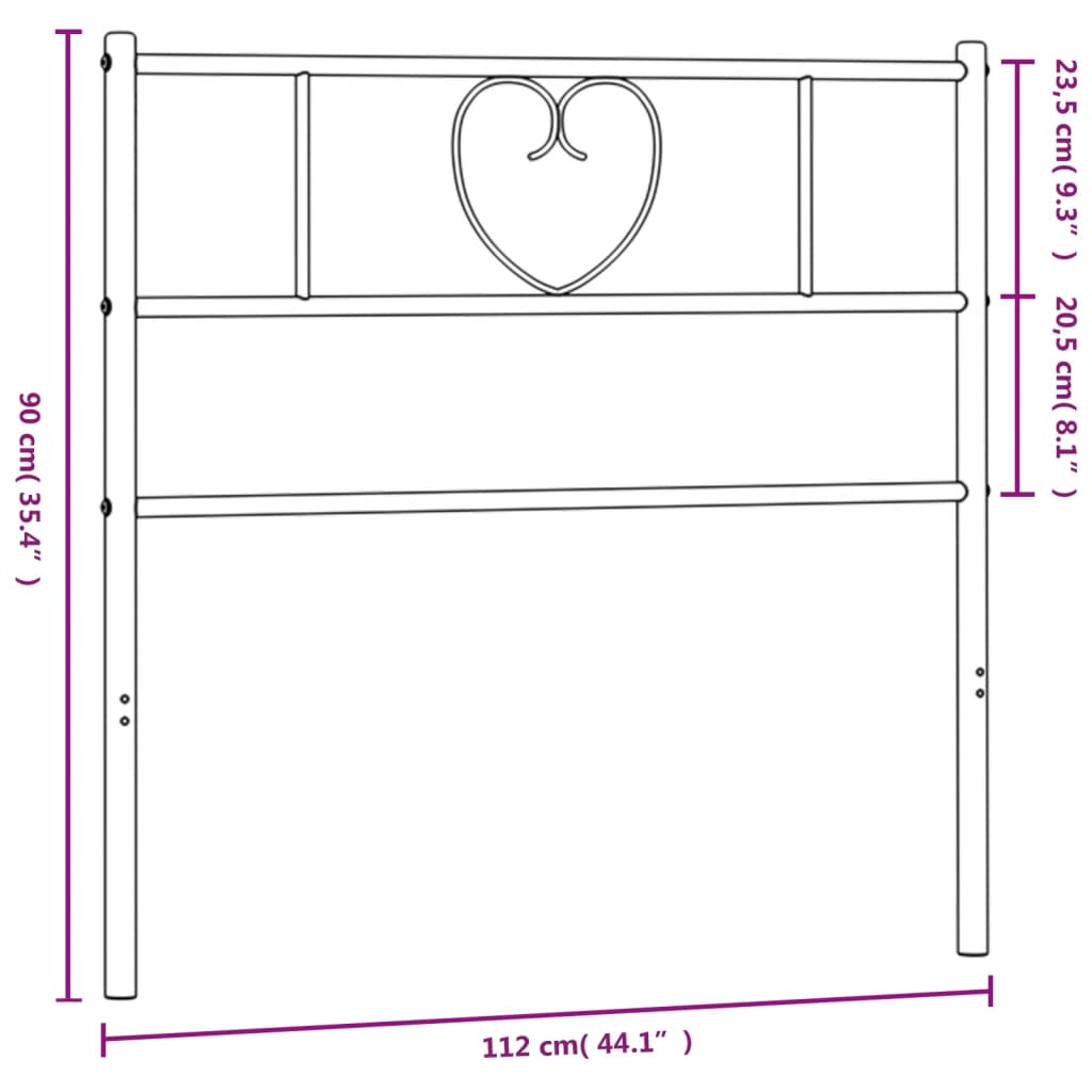 vidaXL Metal Headboard White 107 cm