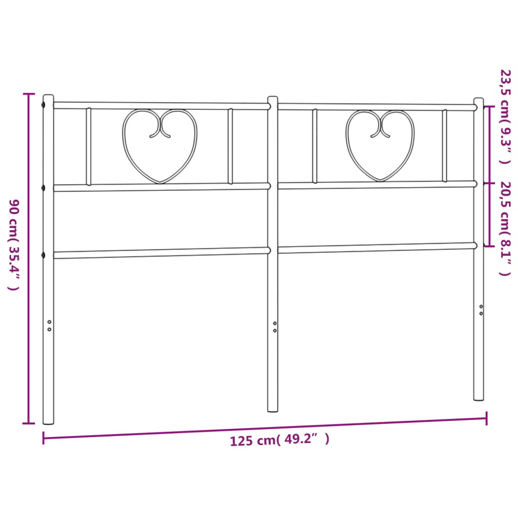 vidaXL Metal Headboard White 120 cm