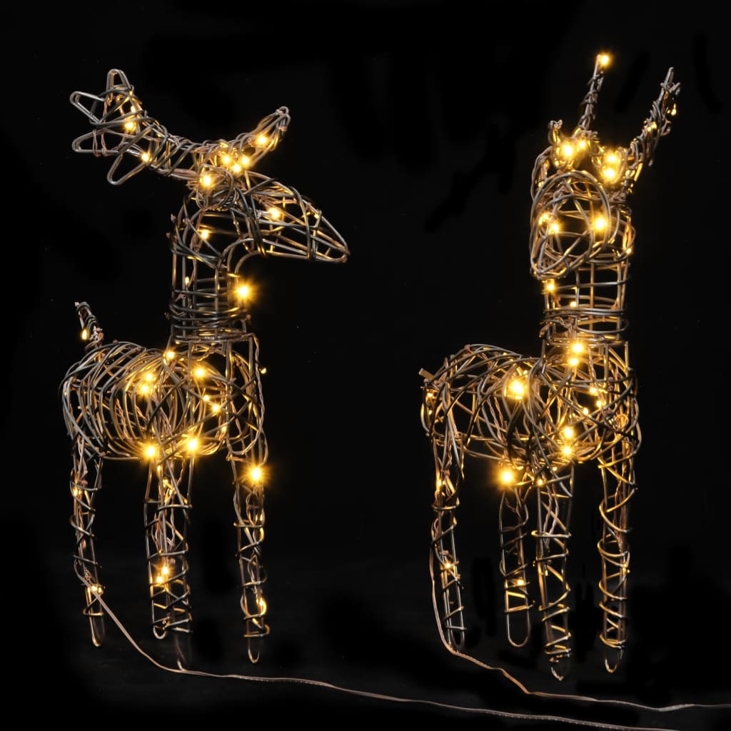 vidaXL Christmas Decorations 6 pcs Reindeers 240 LEDs Warm White Rattan