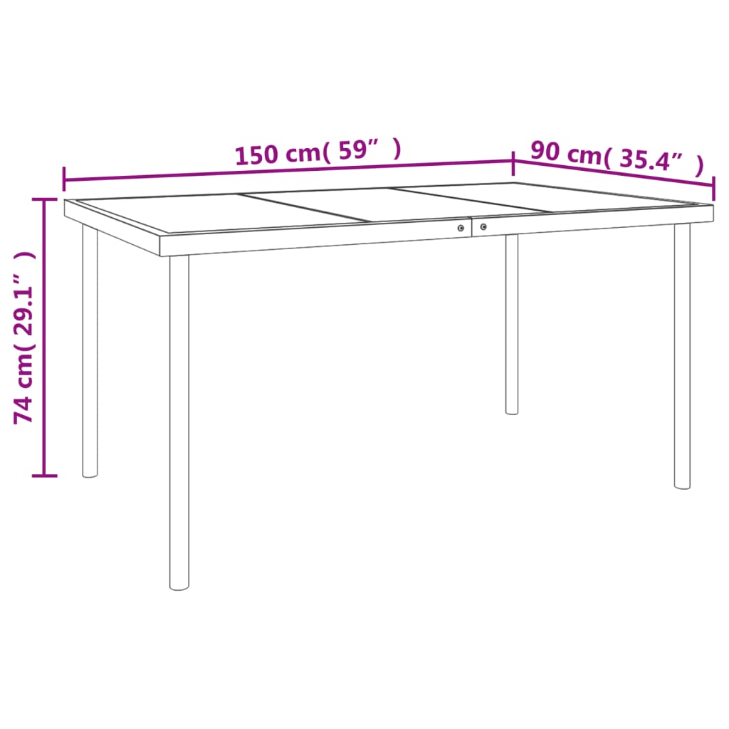 vidaXL 7 Piece Garden Dining Set Black Steel and Textilene