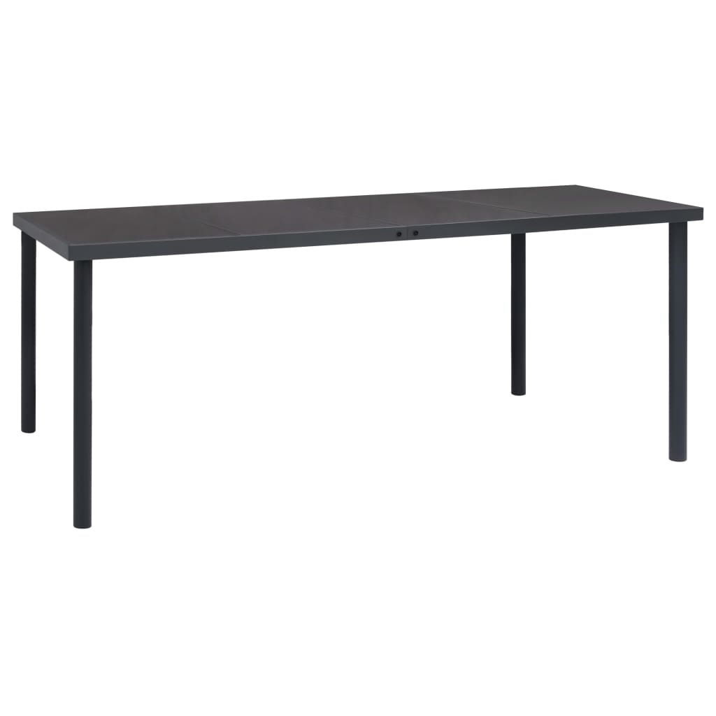 9 Piece Garden Dining Set Black Steel and Textilene