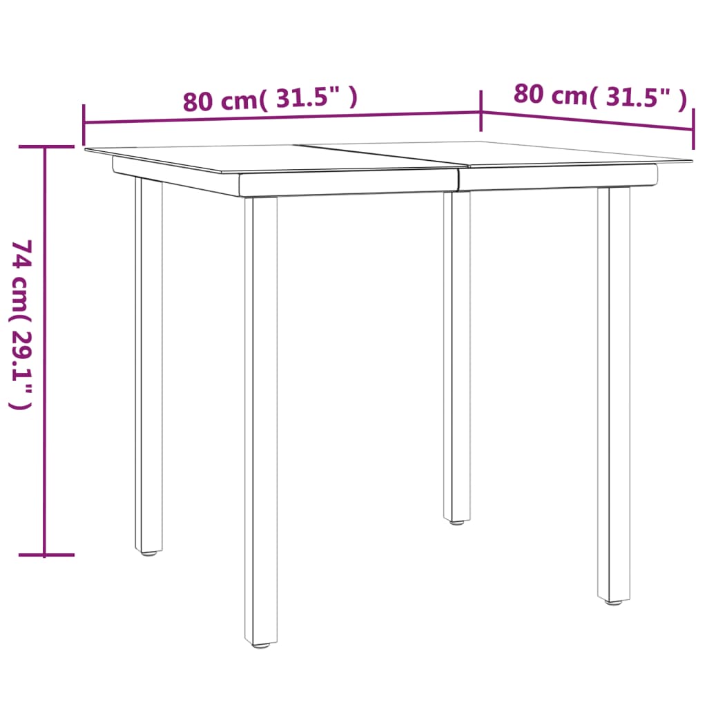 vidaXL 3 Piece Garden Dining Set Black Steel and Textilene