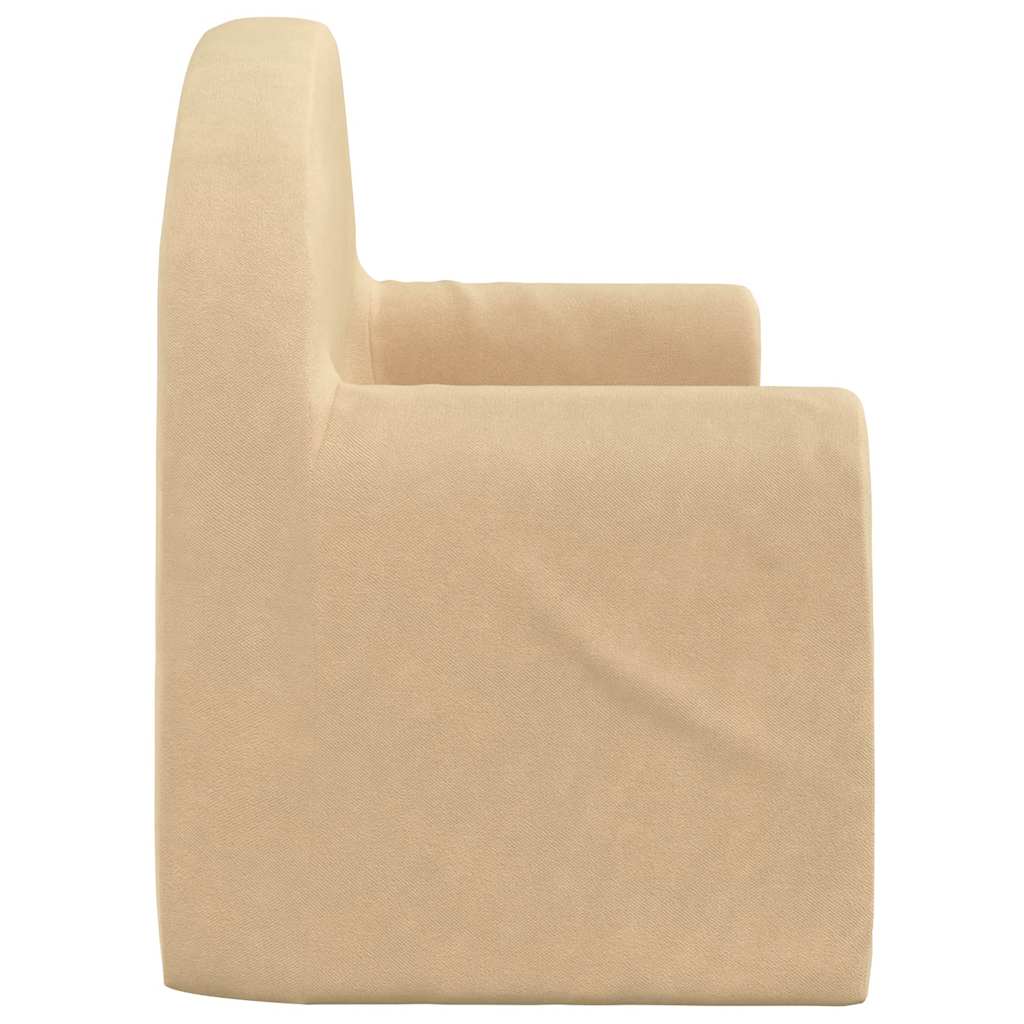 Kids' Sofa Bed 2-Seater Cream Soft Plush