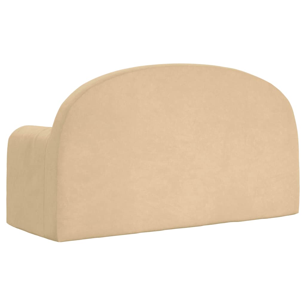 Kids' Sofa Bed 2-Seater Cream Soft Plush