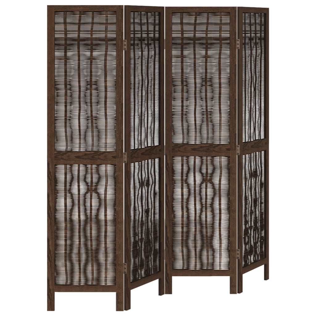 vidaXL Room Divider 4 Panels Dark Brown Solid Wood Paulownia