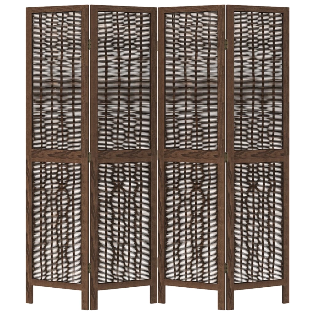 vidaXL Room Divider 4 Panels Dark Brown Solid Wood Paulownia