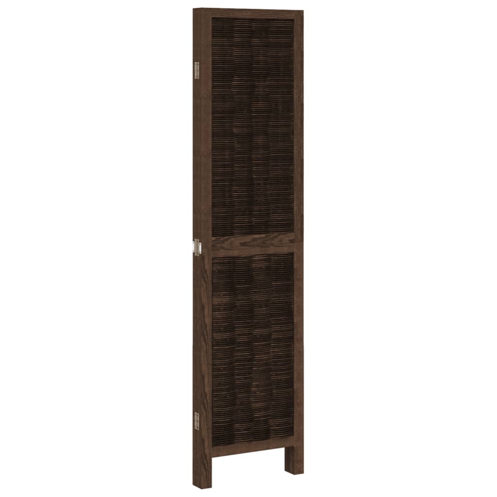 vidaXL Room Divider 4 Panels Dark Brown Solid Wood Paulownia