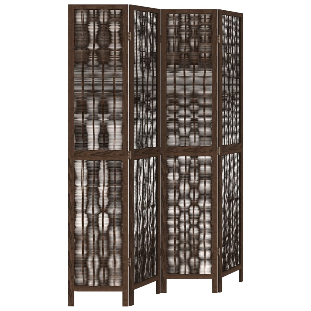 vidaXL Room Divider 4 Panels Dark Brown Solid Wood Paulownia