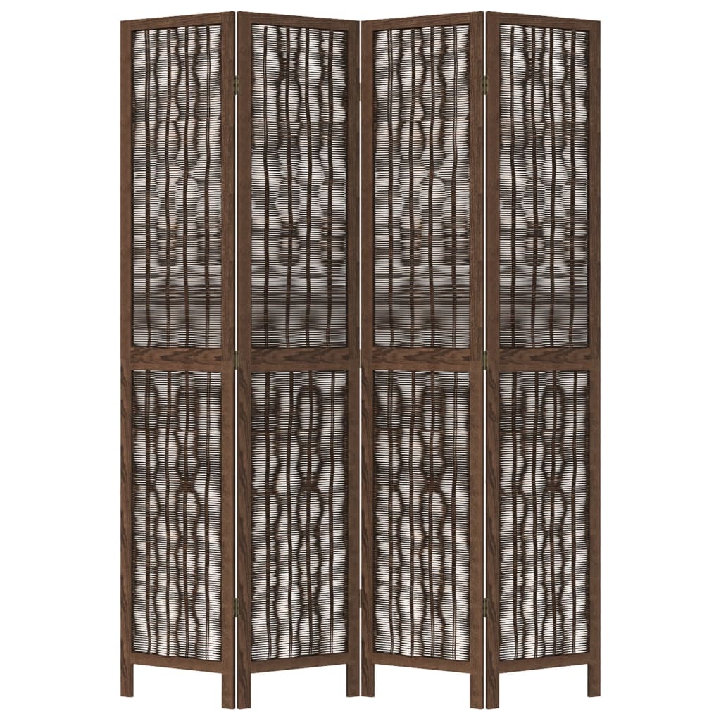 vidaXL Room Divider 4 Panels Dark Brown Solid Wood Paulownia