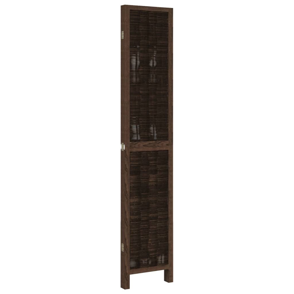 vidaXL Room Divider 4 Panels Dark Brown Solid Wood Paulownia