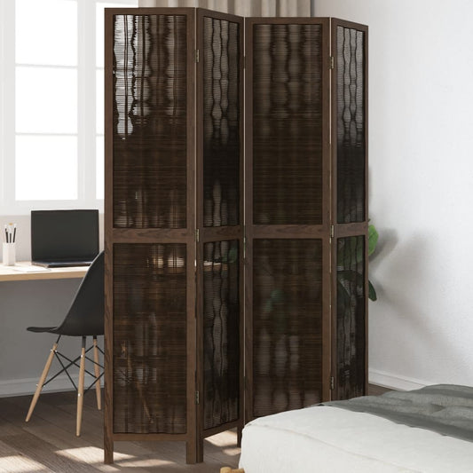 vidaXL Room Divider 4 Panels Dark Brown Solid Wood Paulownia