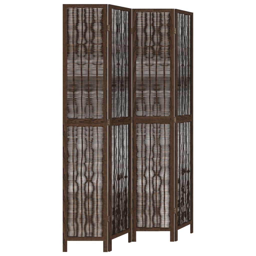 vidaXL Room Divider 4 Panels Dark Brown Solid Wood Paulownia